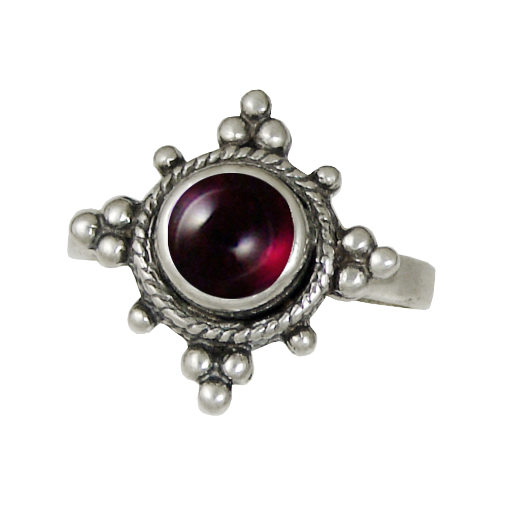 Sterling Silver Gemstone Ring With Garnet Size 10